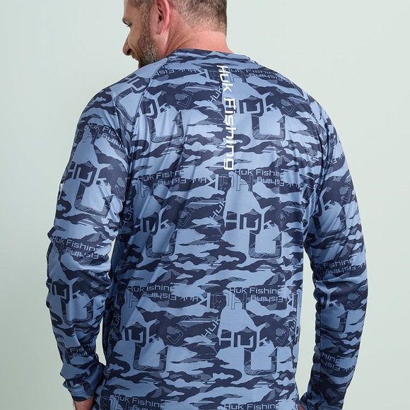 HUK Performance Fishing Blue Camo Crew Shirt, Men’s Size XXL, Preowned - Picture 13 of 14